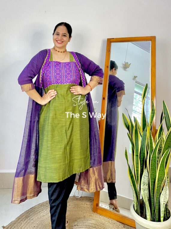 GREEN AND PURPLE KURTA 2 (1)